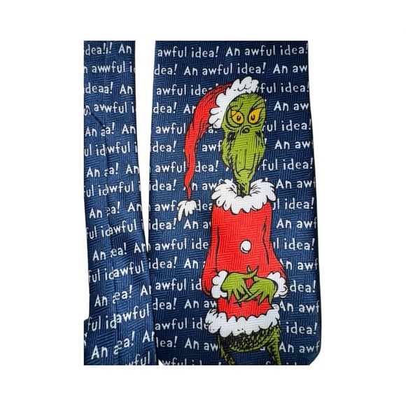 🎄 Dr. Seuss Grinch Tie – “Awful Idea” Design - Picture 2 of 4